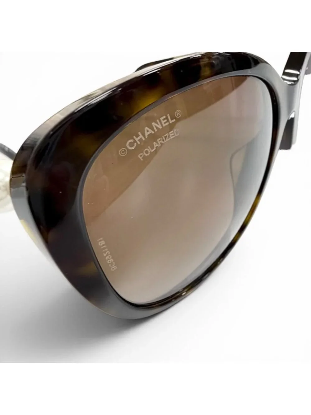 Chanel CC Logo Faux Pearl with Tortoiseshell Pattern Sunglasses Eyewear Brown